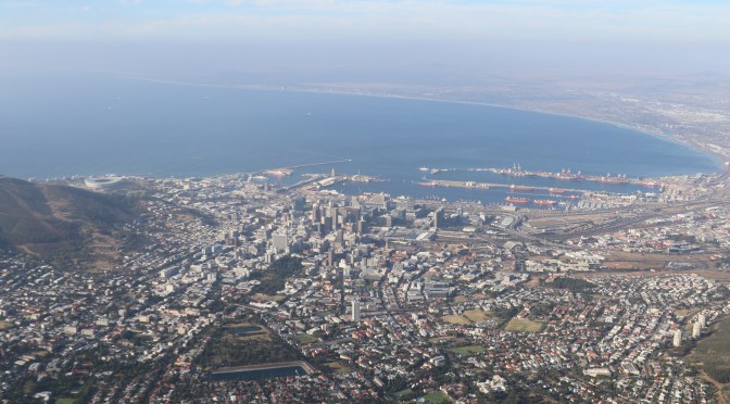 View of Cape Town from Table Mountain South Africa.