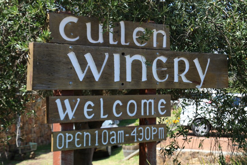 Cullen Winery welcome sign in Margtaret River Australia.