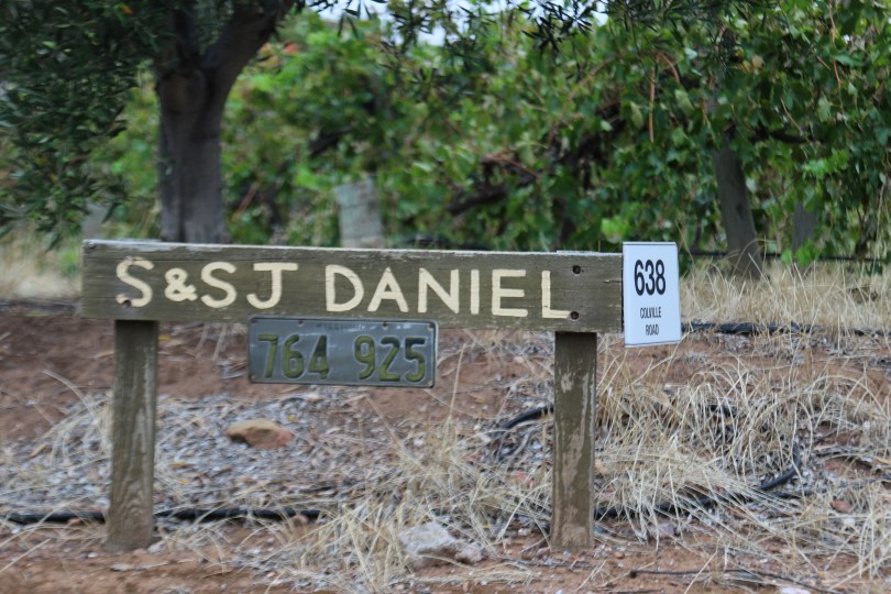 S&SJ Daniel winery sign in Mclaren Vale Australia.