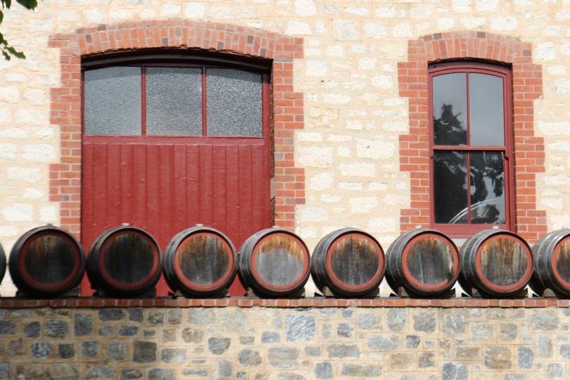 Yalumba wine barrels outside the winery in the Barossa Valley in Australia.