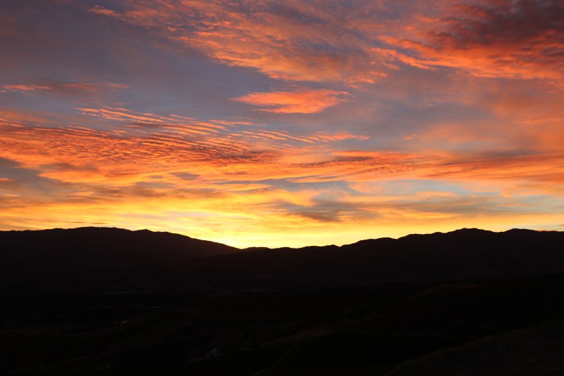 A stunning sunrise over the Felton Road winery in Bannockburn on the start of a long day of filming for the 80 Wines project.