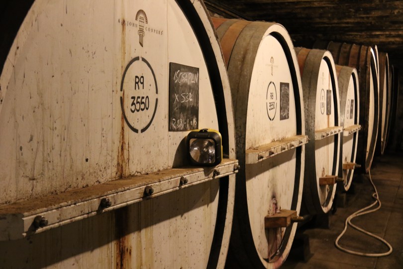 Barrels in the cellar at Tahbilk in Australia.