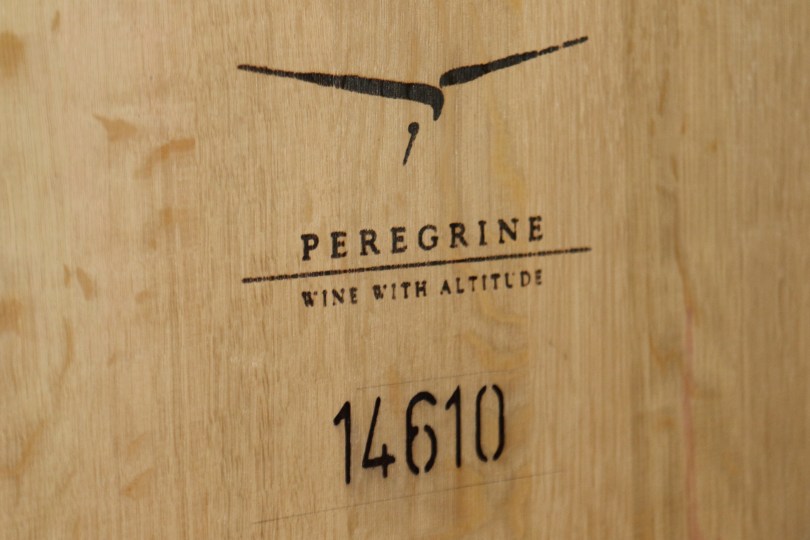 An embossed Peregrine wine barrel.