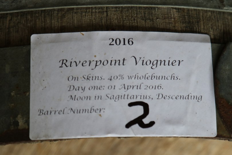 Riverpoint viognier label at Millton Vineyards in New Zealand.