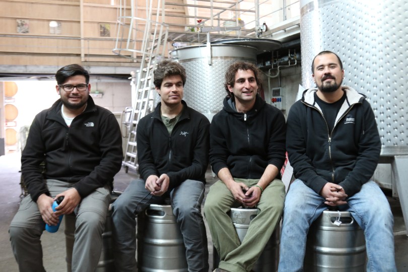 The Kingston Family winery cellar hands doing an interview at the winery in Chile.