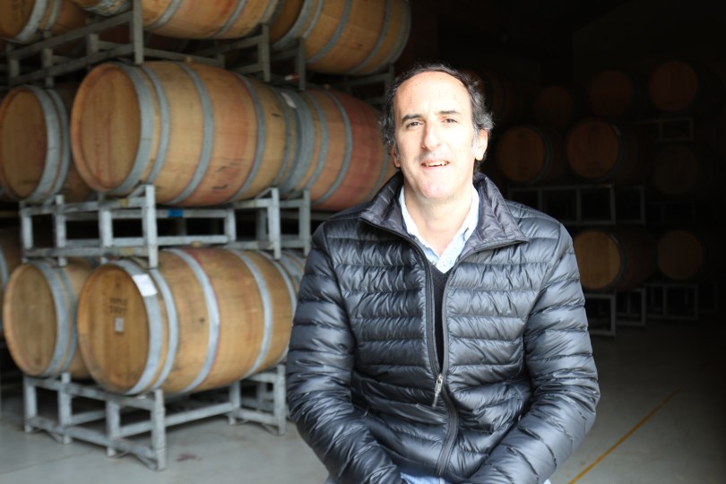 Cristóbal Undurraga Marimón in his barrel room at the Vina Koyle winery in Chile.