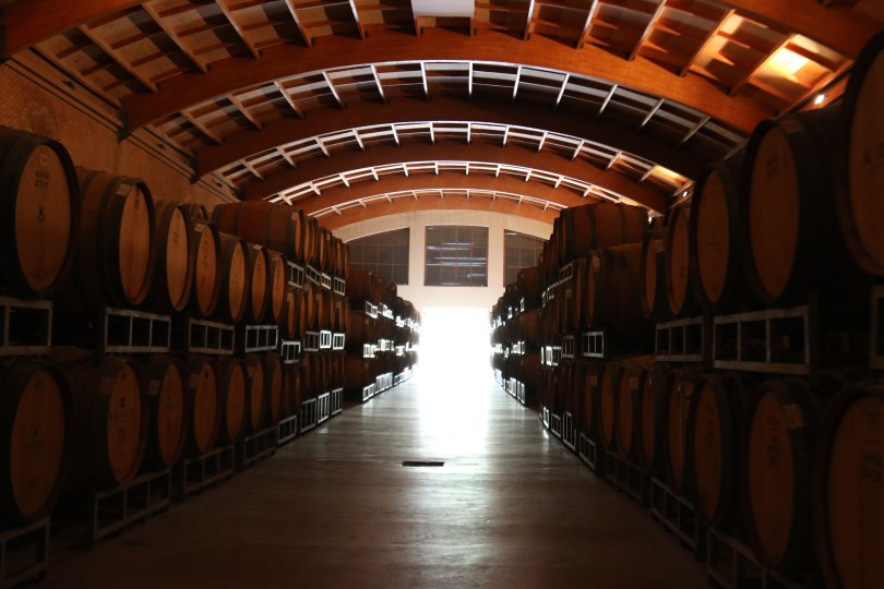 The barrel room at the Vina Koyle winery in Chile.
