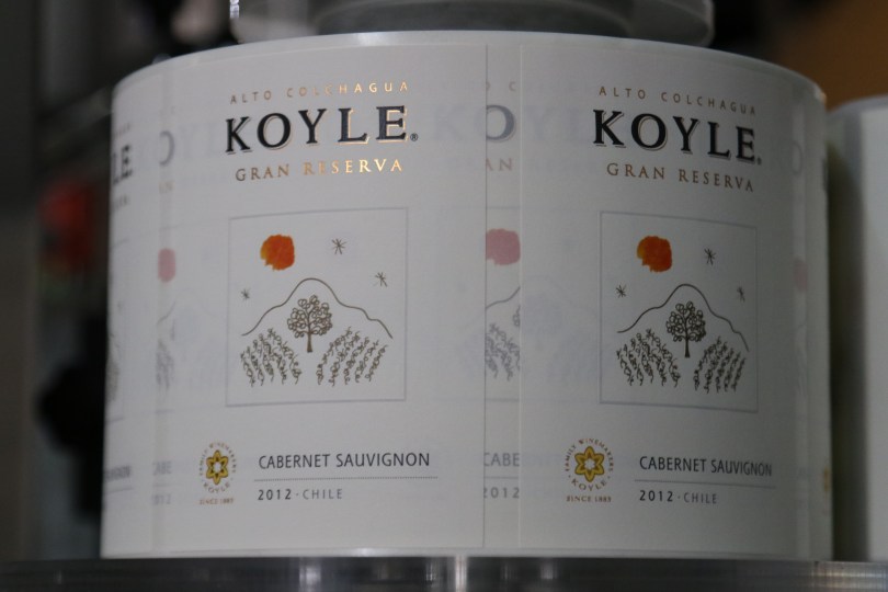Vina Koyle labels ready to go on to the wine bottles.