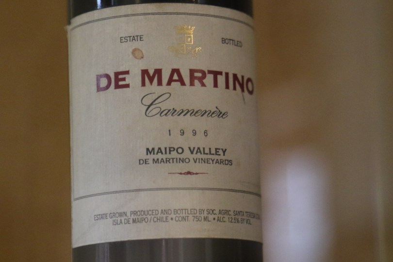 A very rare wine bottle of Carmenere from 1996 stored at the De Martino wine library in the Maipo Valley in Chile.