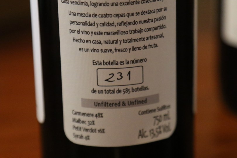 Hoops wine bottles from Caviahue Wines is individually numbered by hand.