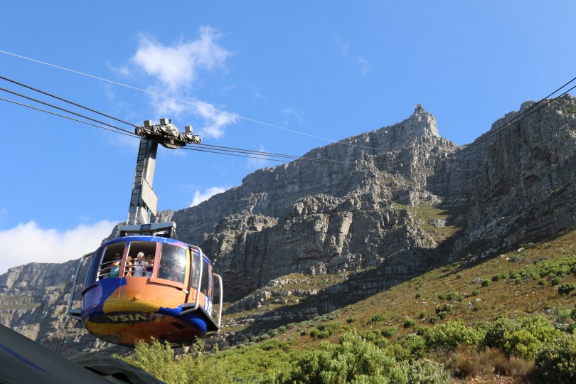 The VISA cable car on Table Mountain in Cape Town, South Africa.