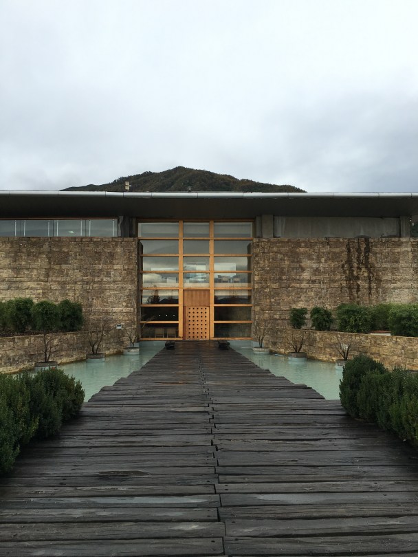 Front door to Montes winery in Apalta, Chile.